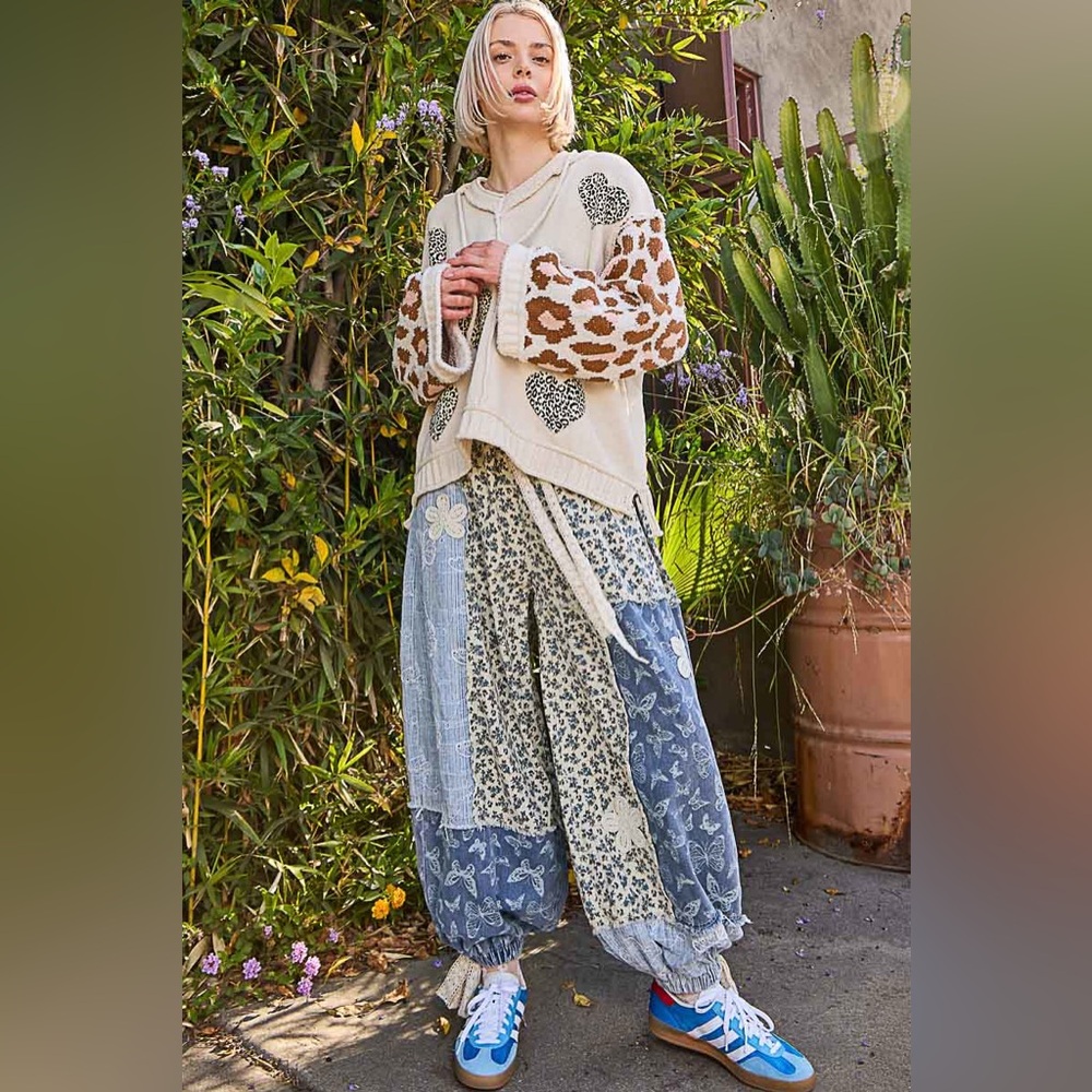P12 New POL Leopard Heart Knit Hoodie - Picture 5 of 6